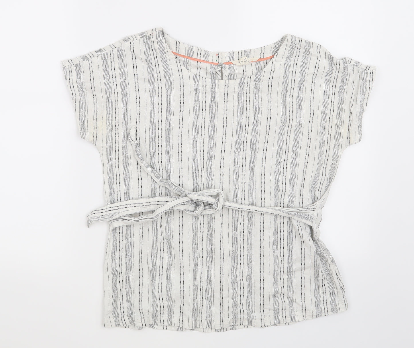 White Stuff Womens White Striped  Basic Blouse Size 8