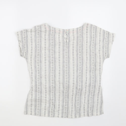 White Stuff Womens White Striped  Basic Blouse Size 8