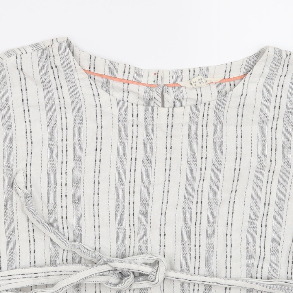 White Stuff Womens White Striped  Basic Blouse Size 8