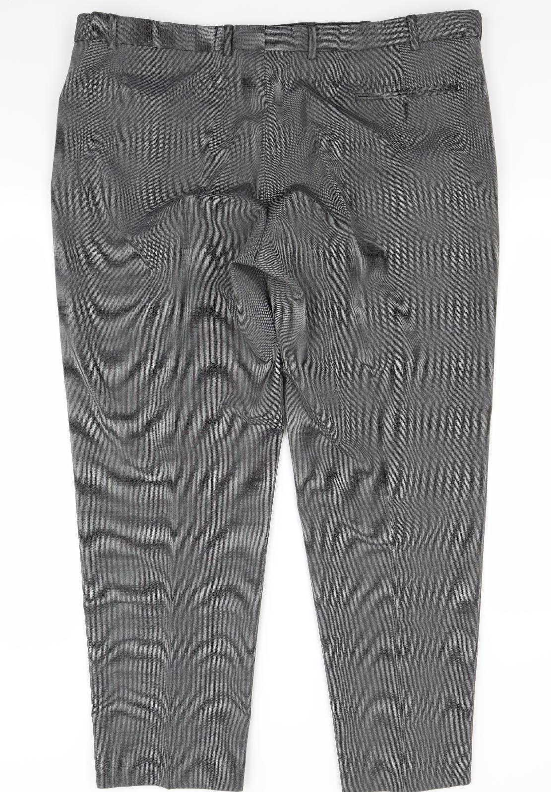 Marks and Spencer Mens Grey Check  Trousers  Size 44 L31 in