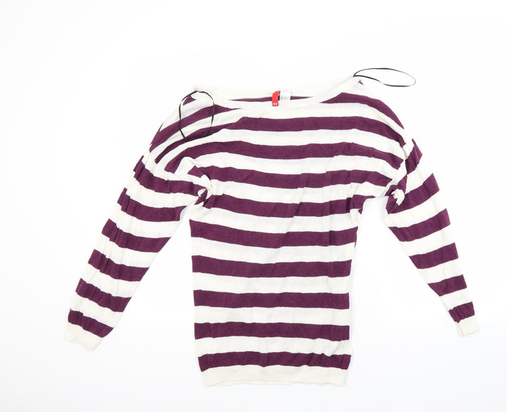 H&M Womens White Striped  Pullover Jumper Size XS