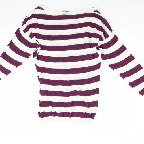 H&M Womens White Striped  Pullover Jumper Size XS