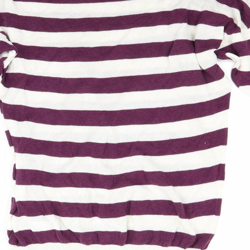 H&M Womens White Striped  Pullover Jumper Size XS