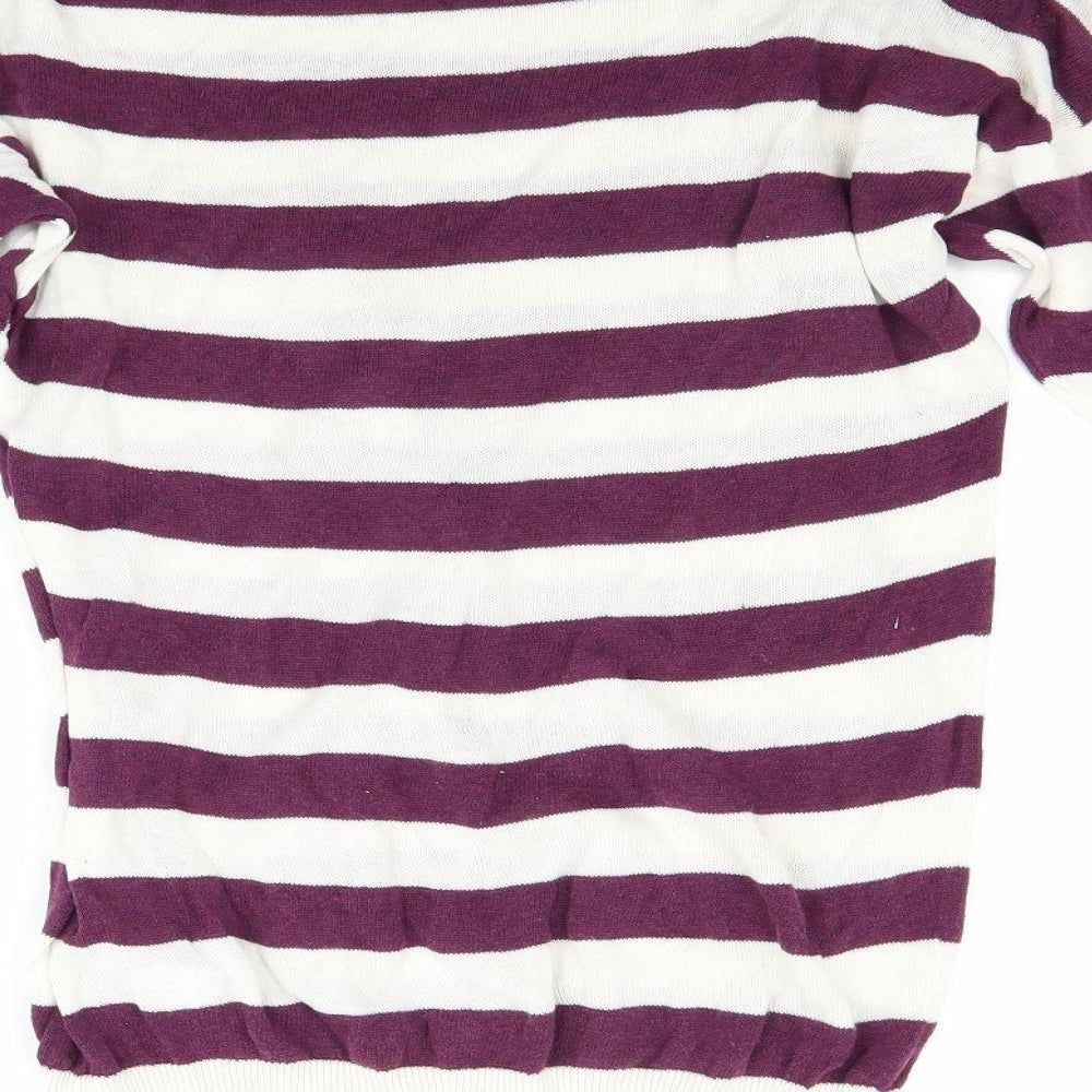 H&M Womens White Striped  Pullover Jumper Size XS