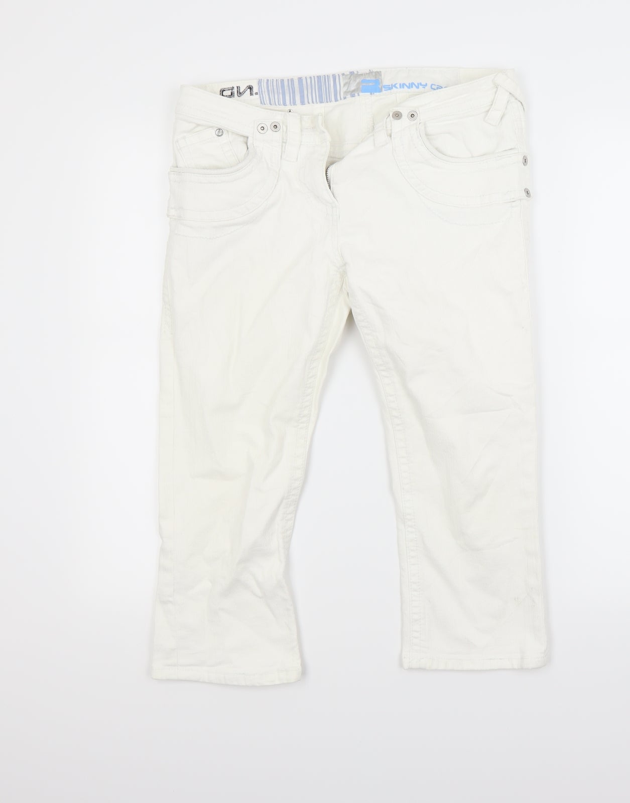 River Island Womens White  Denim Capri Jeans Size 12 L20 in
