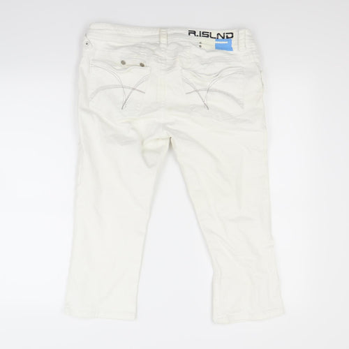 River Island Womens White  Denim Capri Jeans Size 12 L20 in