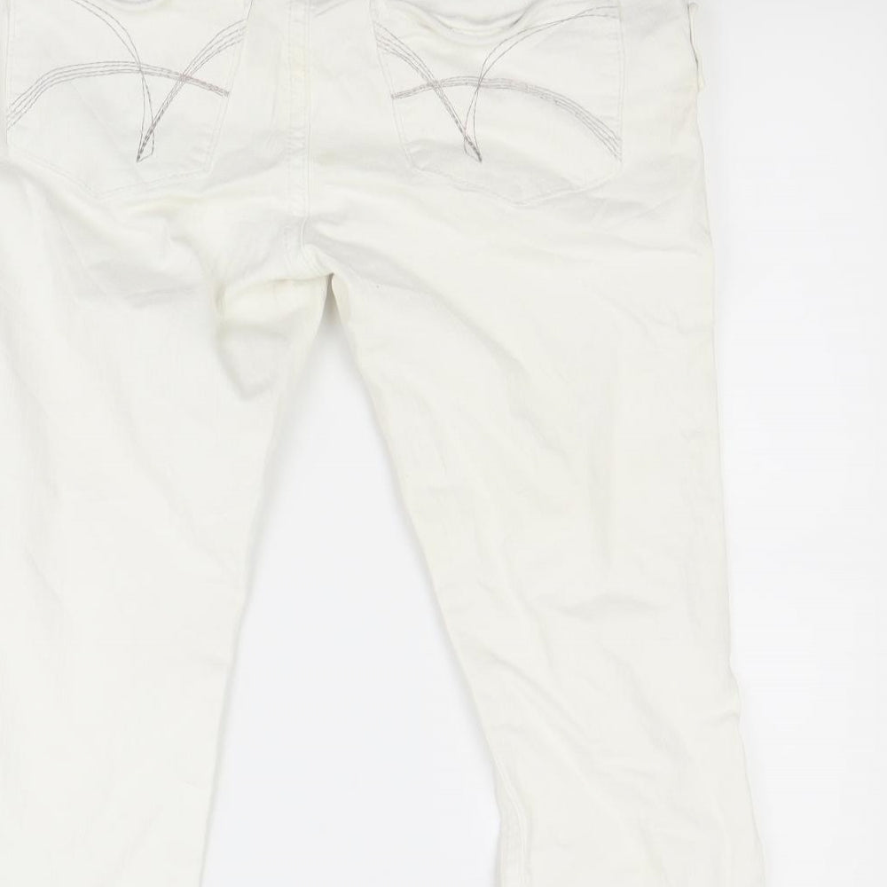River Island Womens White  Denim Capri Jeans Size 12 L20 in