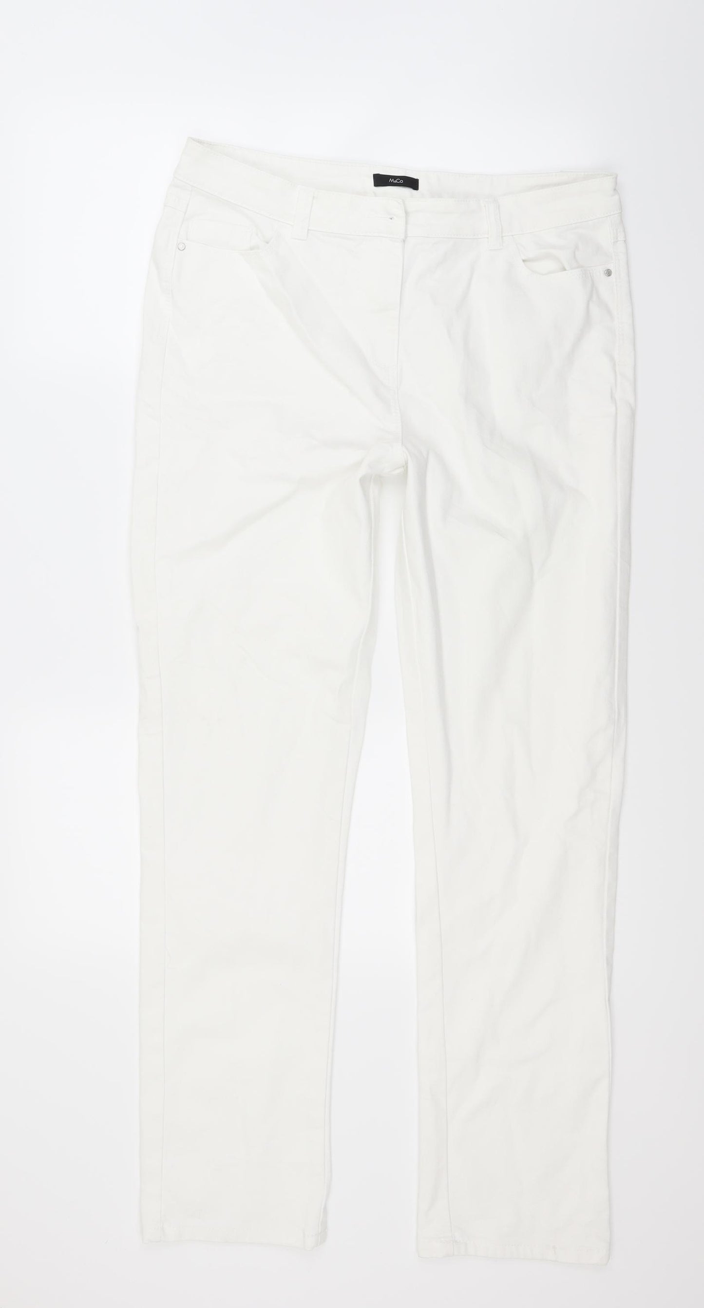 M&Co Womens White  Denim Straight Jeans Size 14 L28 in
