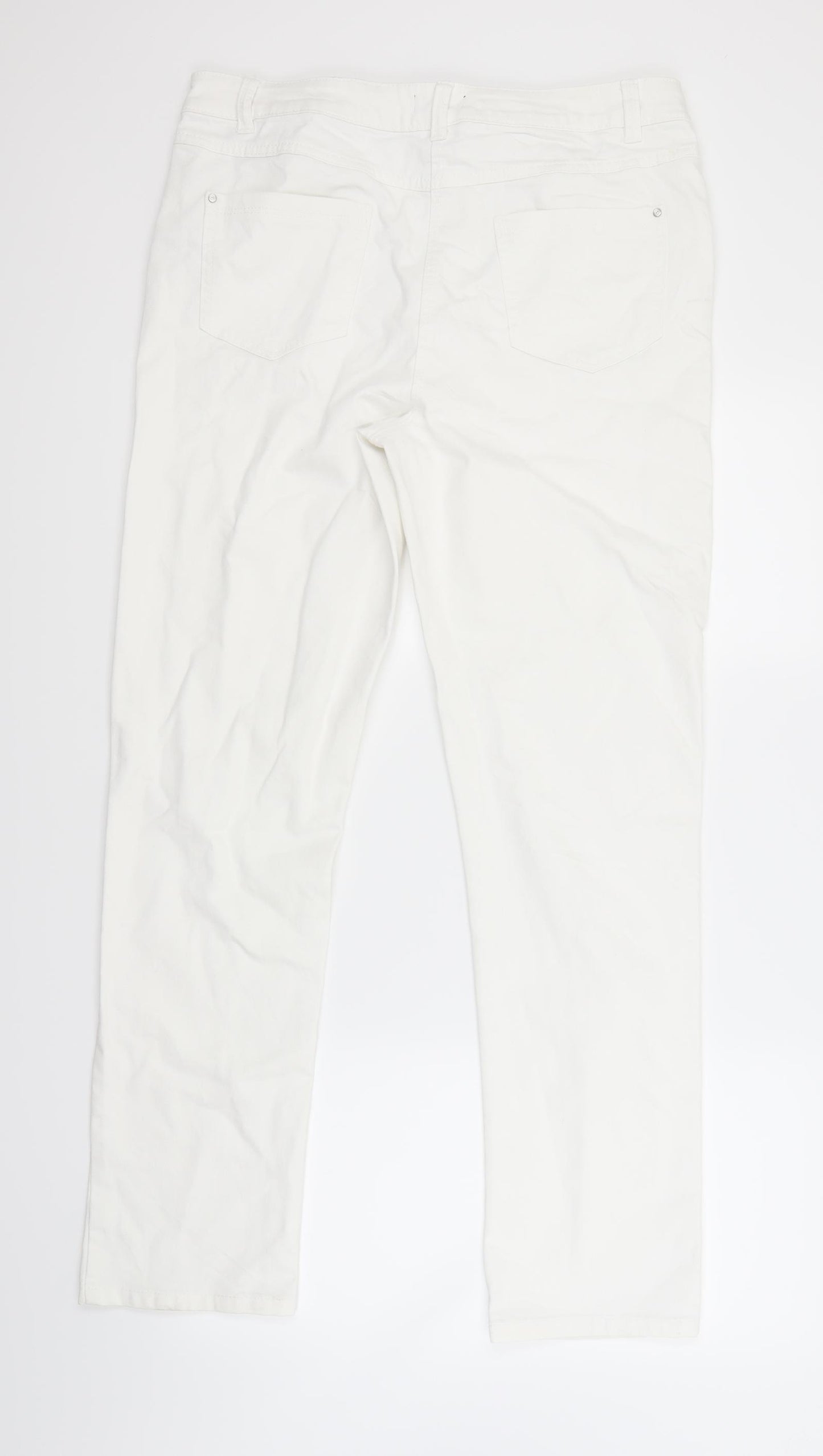 M&Co Womens White  Denim Straight Jeans Size 14 L28 in