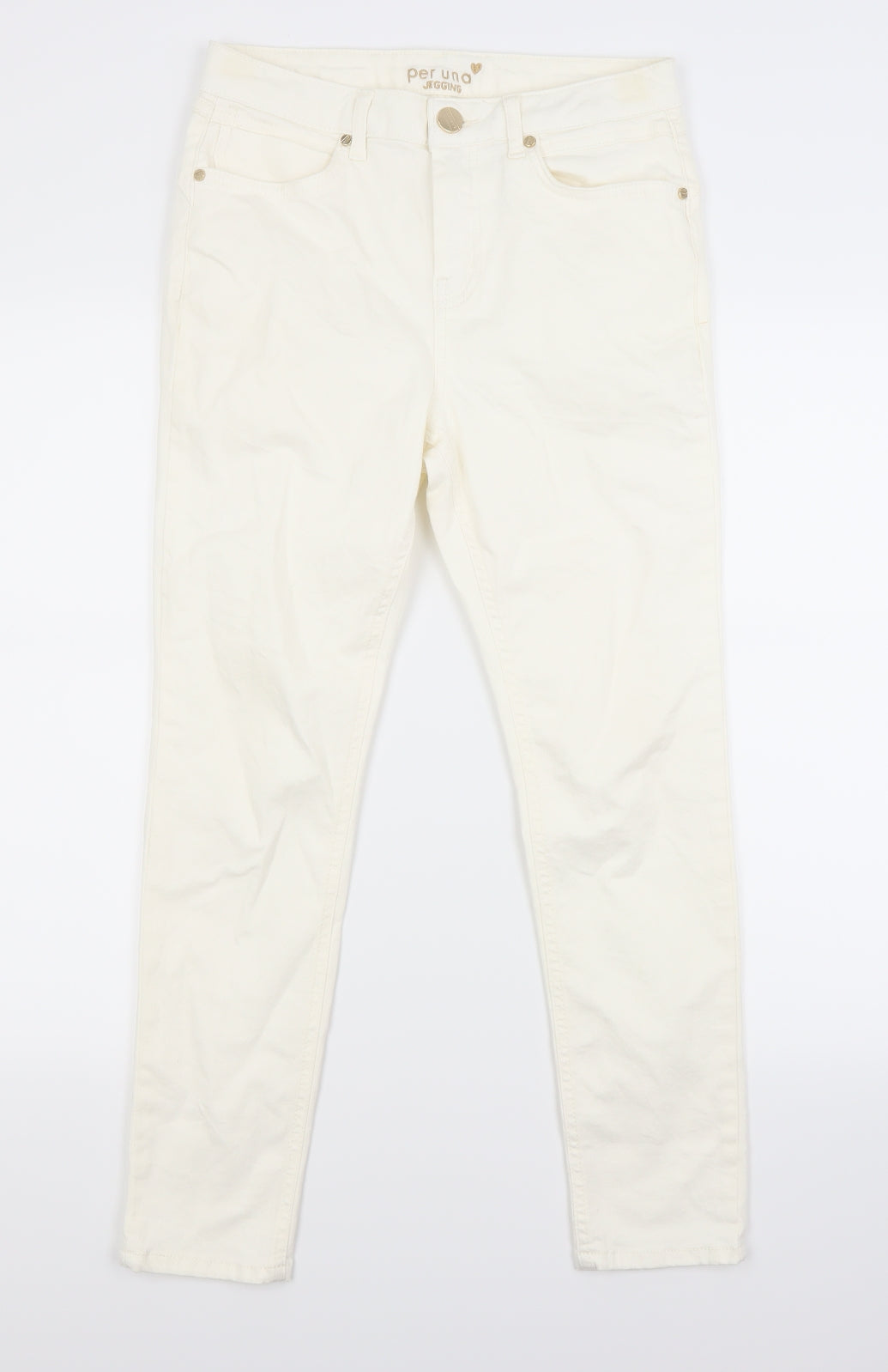 Per Una Womens Ivory  Denim Jegging Jeans Size 12 L27 in