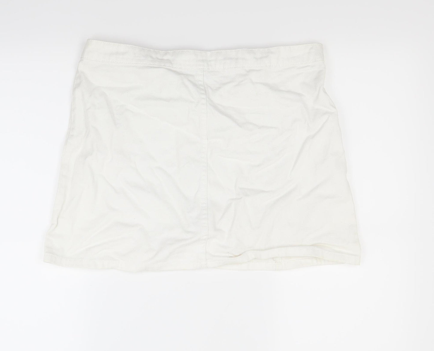 Primark Womens White  Denim Mini Skirt Size 12