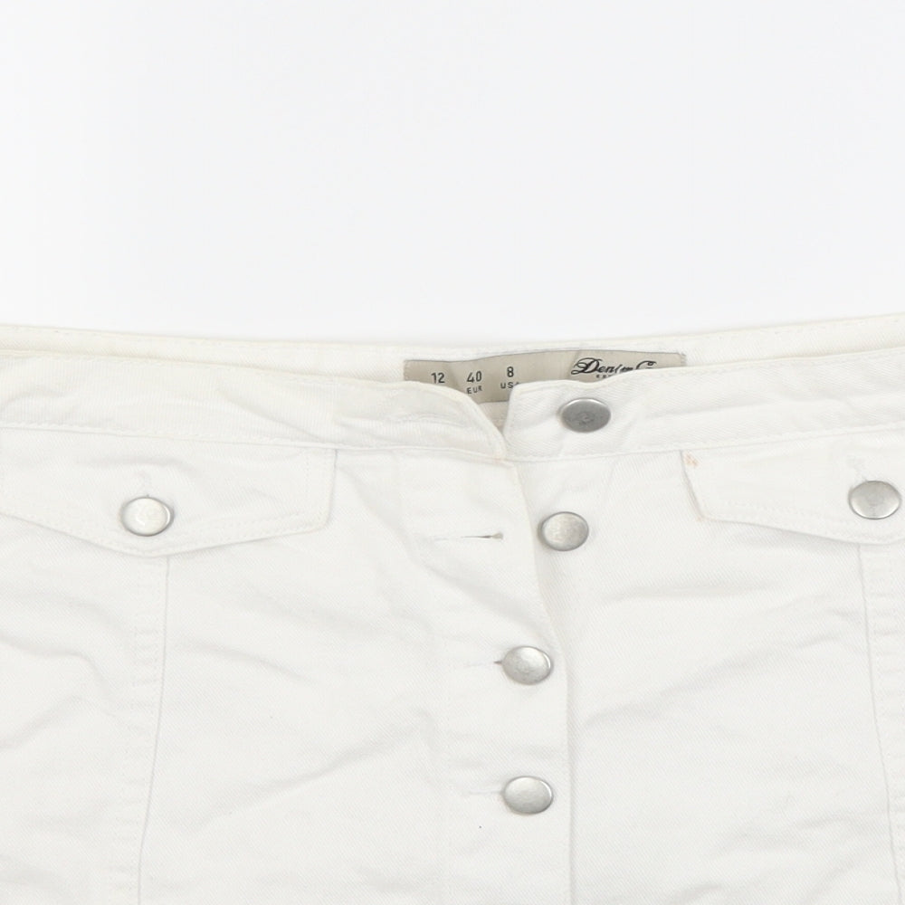 Primark Womens White  Denim Mini Skirt Size 12