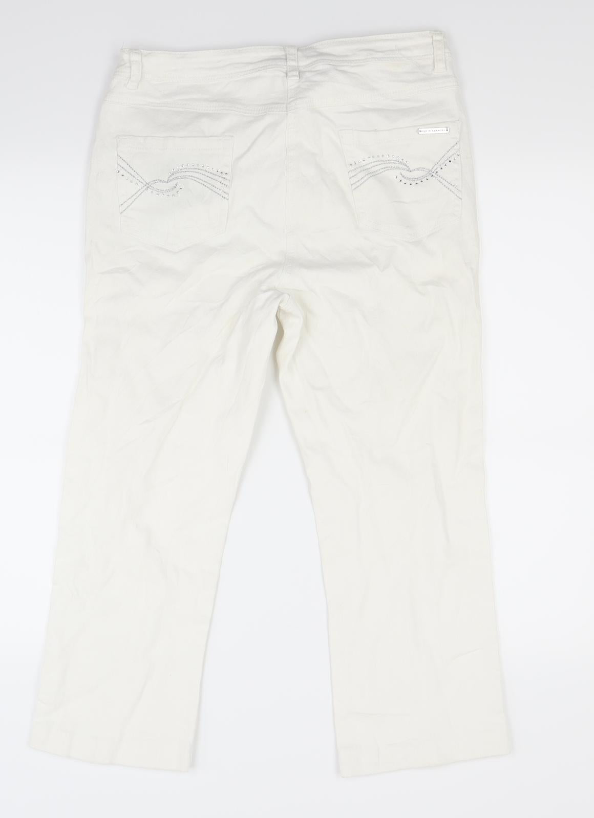 David Emanuel Womens White  Denim Capri Jeans Size 14 L22.5 in