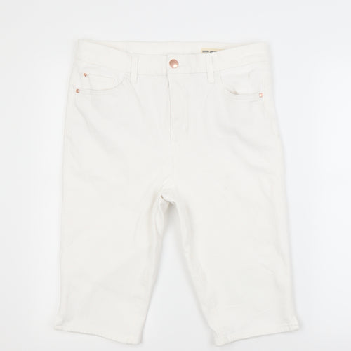 Marks and Spencer Womens White  Denim Chino Shorts Size 14