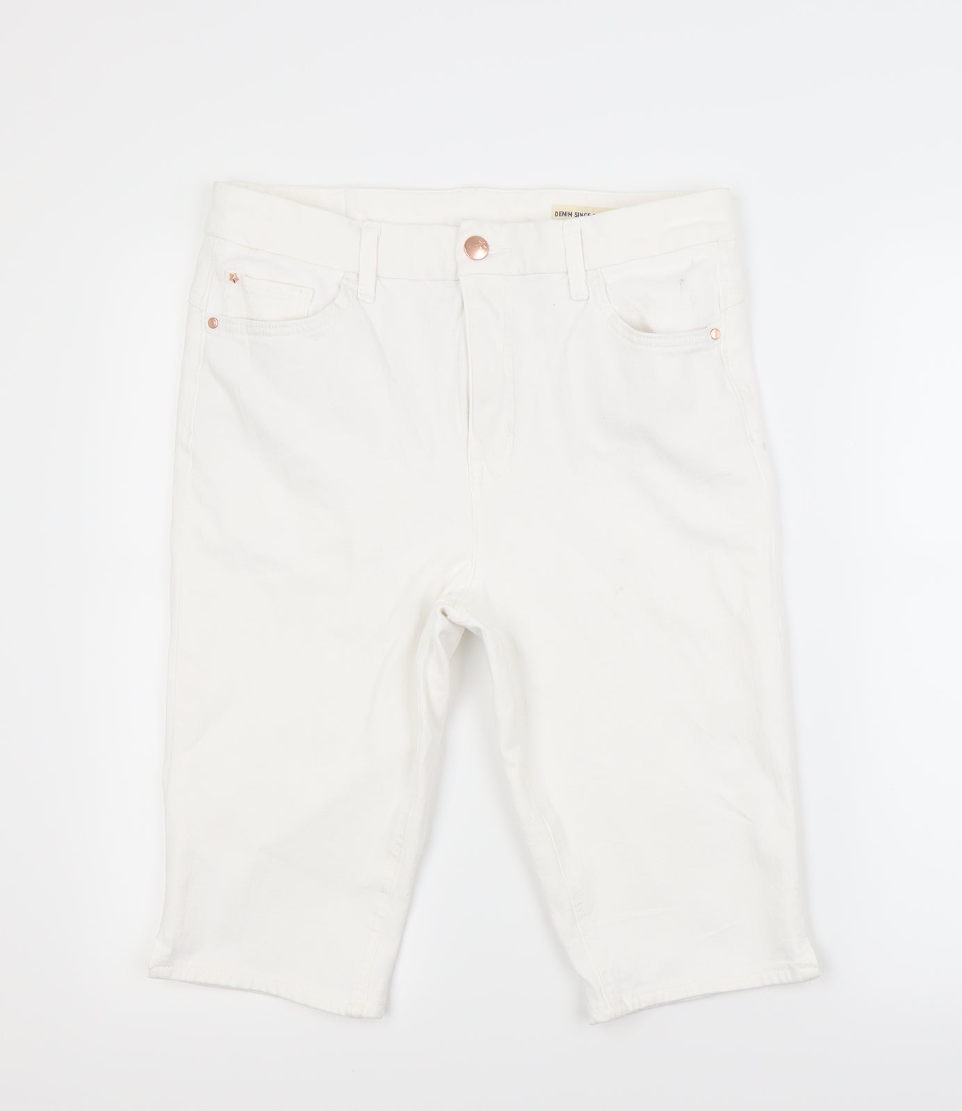 Marks and Spencer Womens White  Denim Chino Shorts Size 14