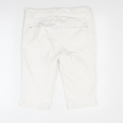 Marks and Spencer Womens White  Denim Chino Shorts Size 14
