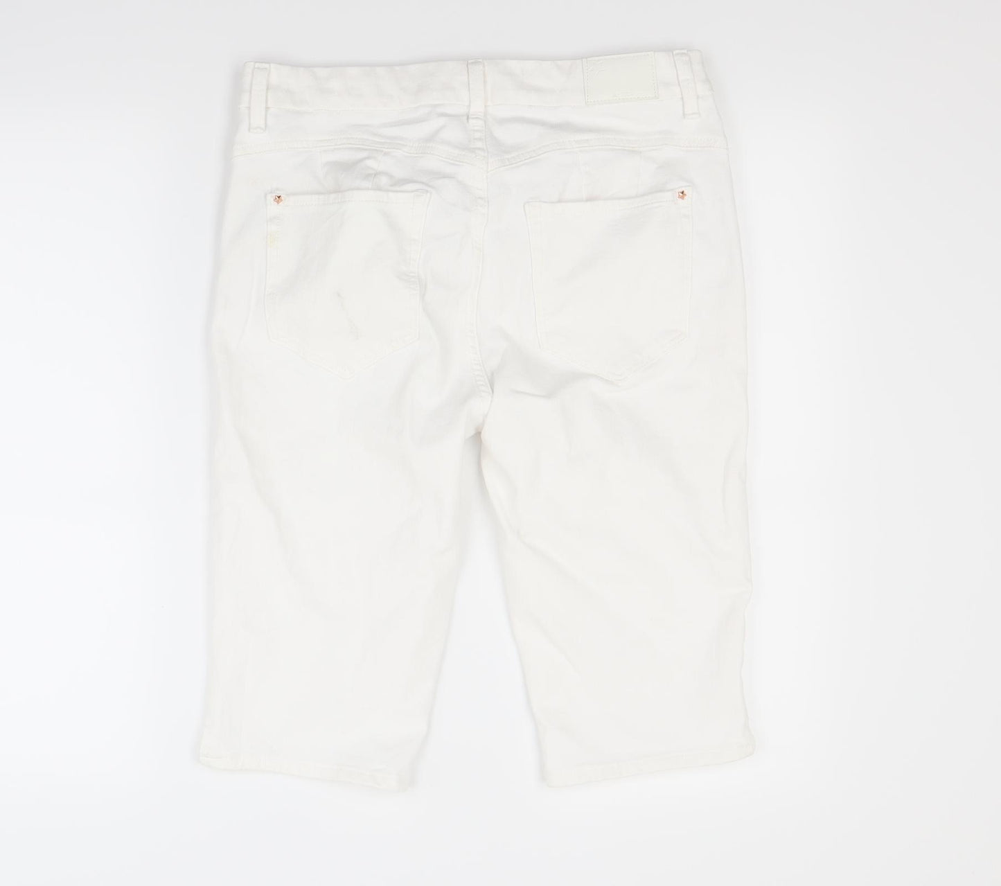 Marks and Spencer Womens White  Denim Chino Shorts Size 14