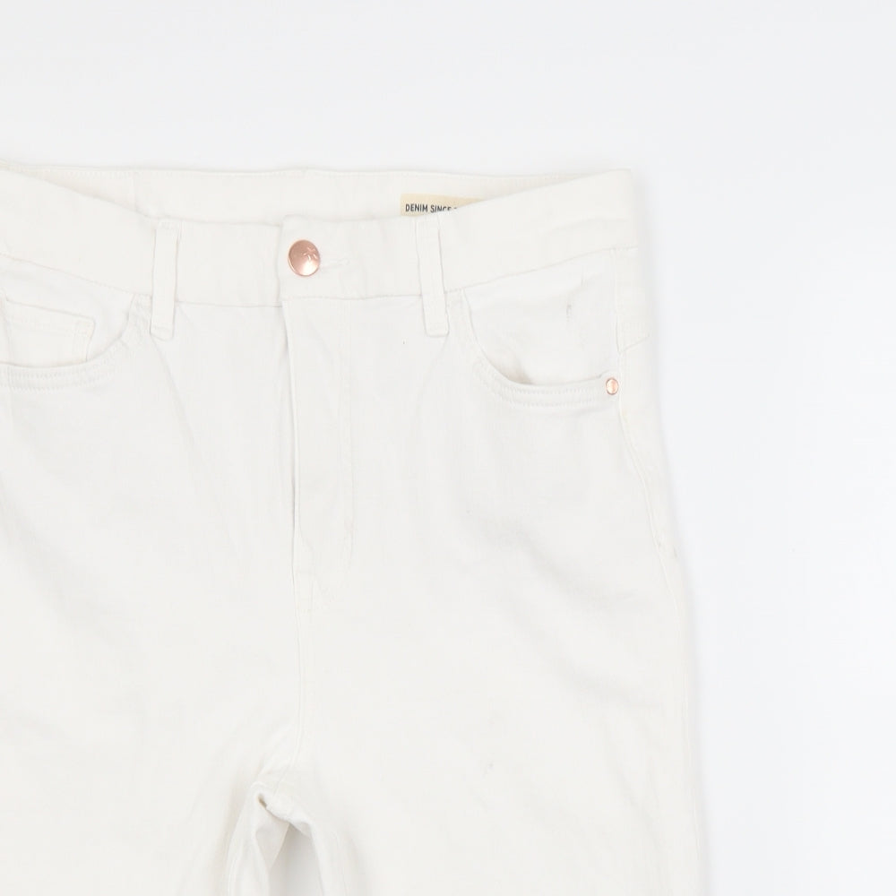 Marks and Spencer Womens White  Denim Chino Shorts Size 14