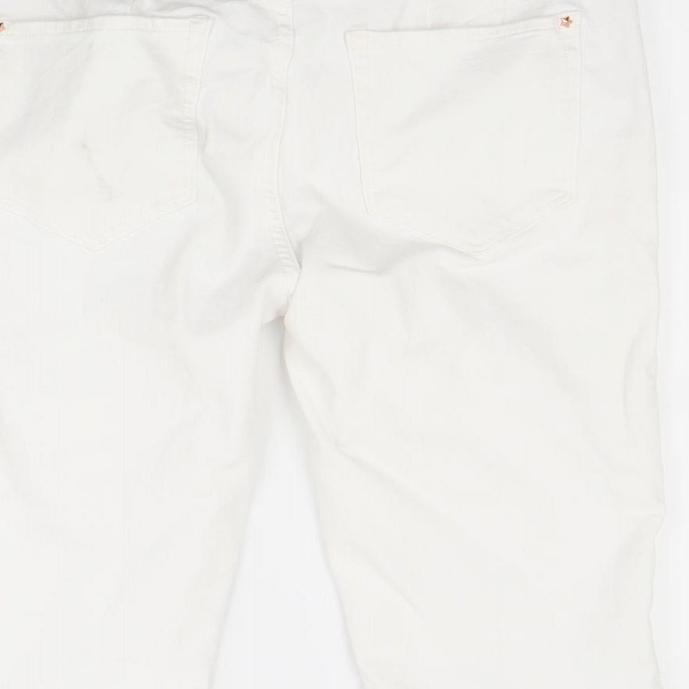 Marks and Spencer Womens White  Denim Chino Shorts Size 14