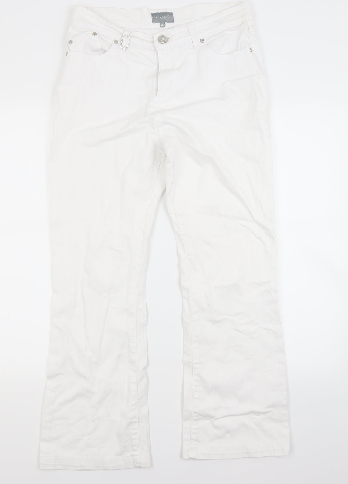 Per Una Womens White  Denim Bootcut Jeans Size 12 L26 in