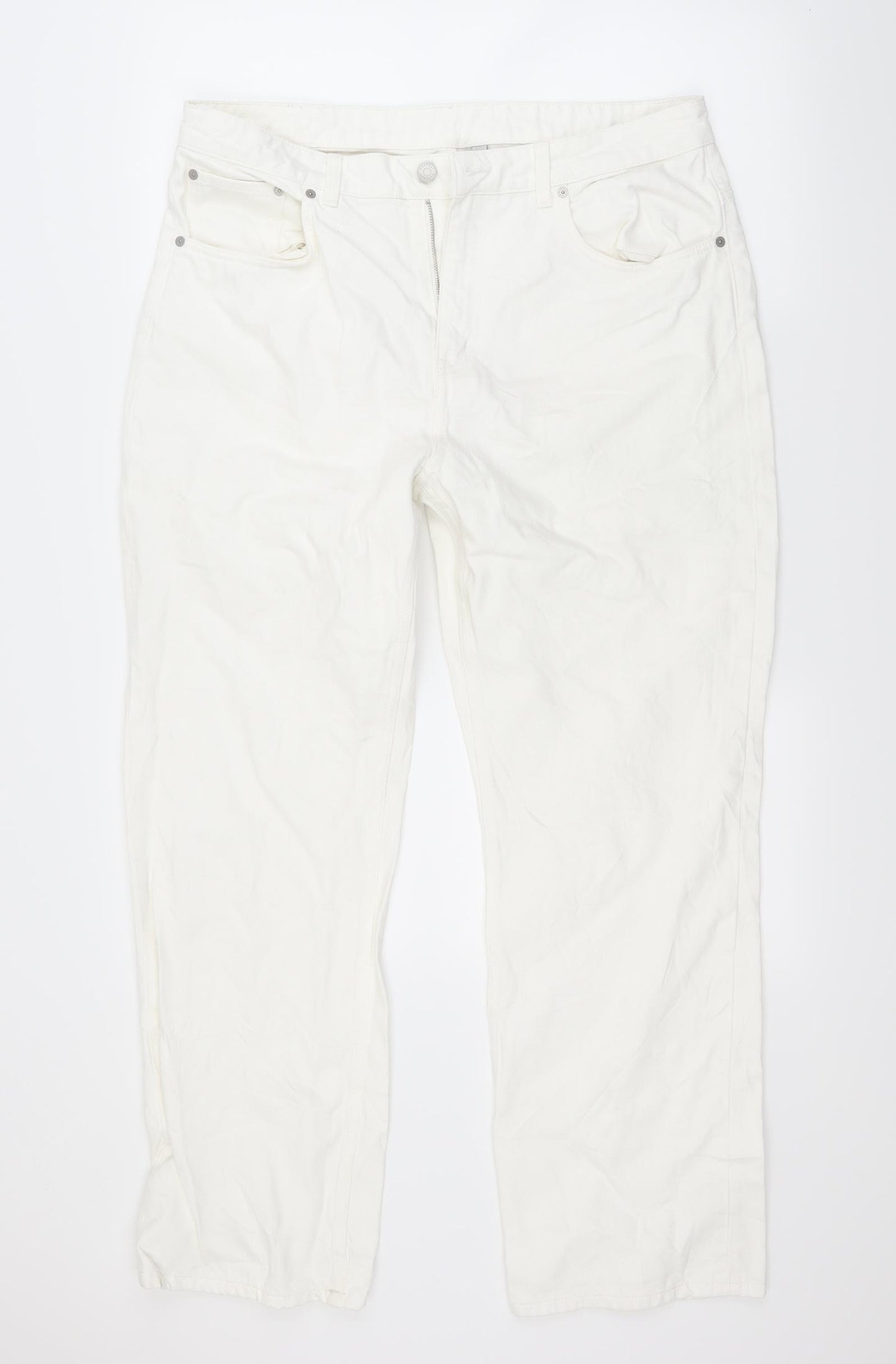 Weekday Mens White  Denim Straight Jeans Size 34 L30 in