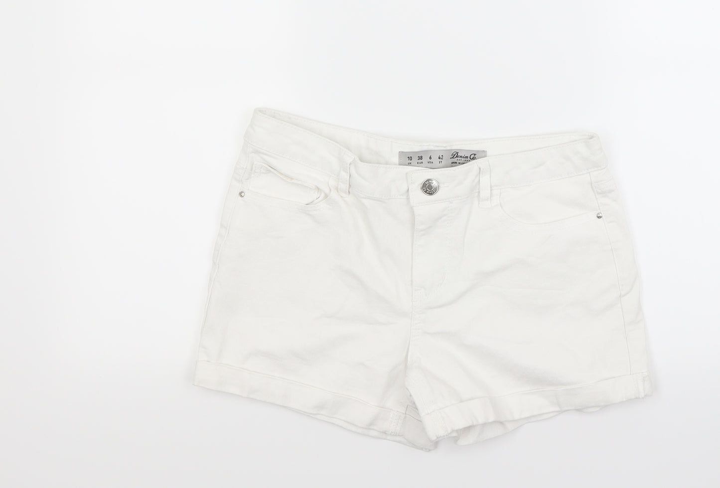 Primark Womens White  Denim Cut-Off Shorts Size 10