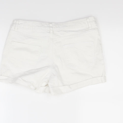 Primark Womens White  Denim Cut-Off Shorts Size 10