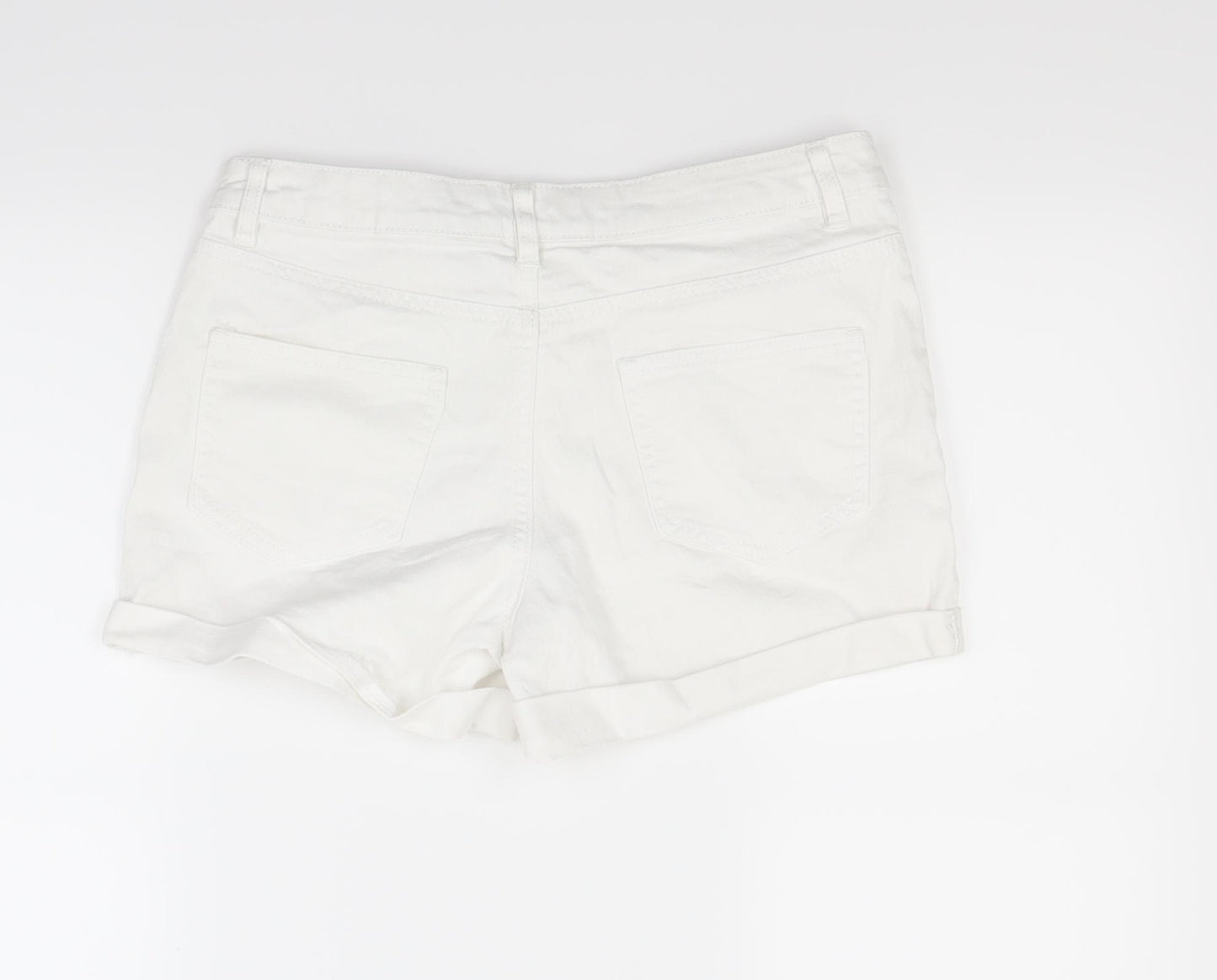Primark Womens White  Denim Cut-Off Shorts Size 10