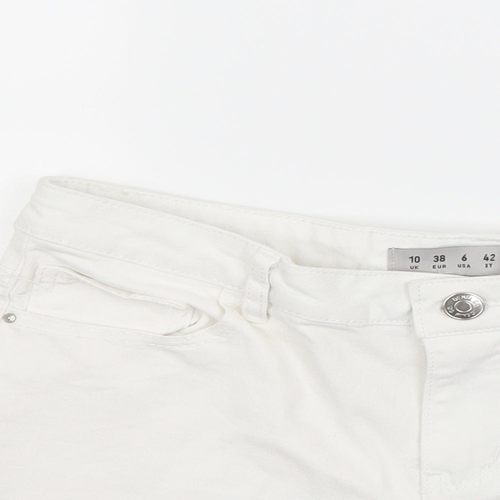 Primark Womens White  Denim Cut-Off Shorts Size 10