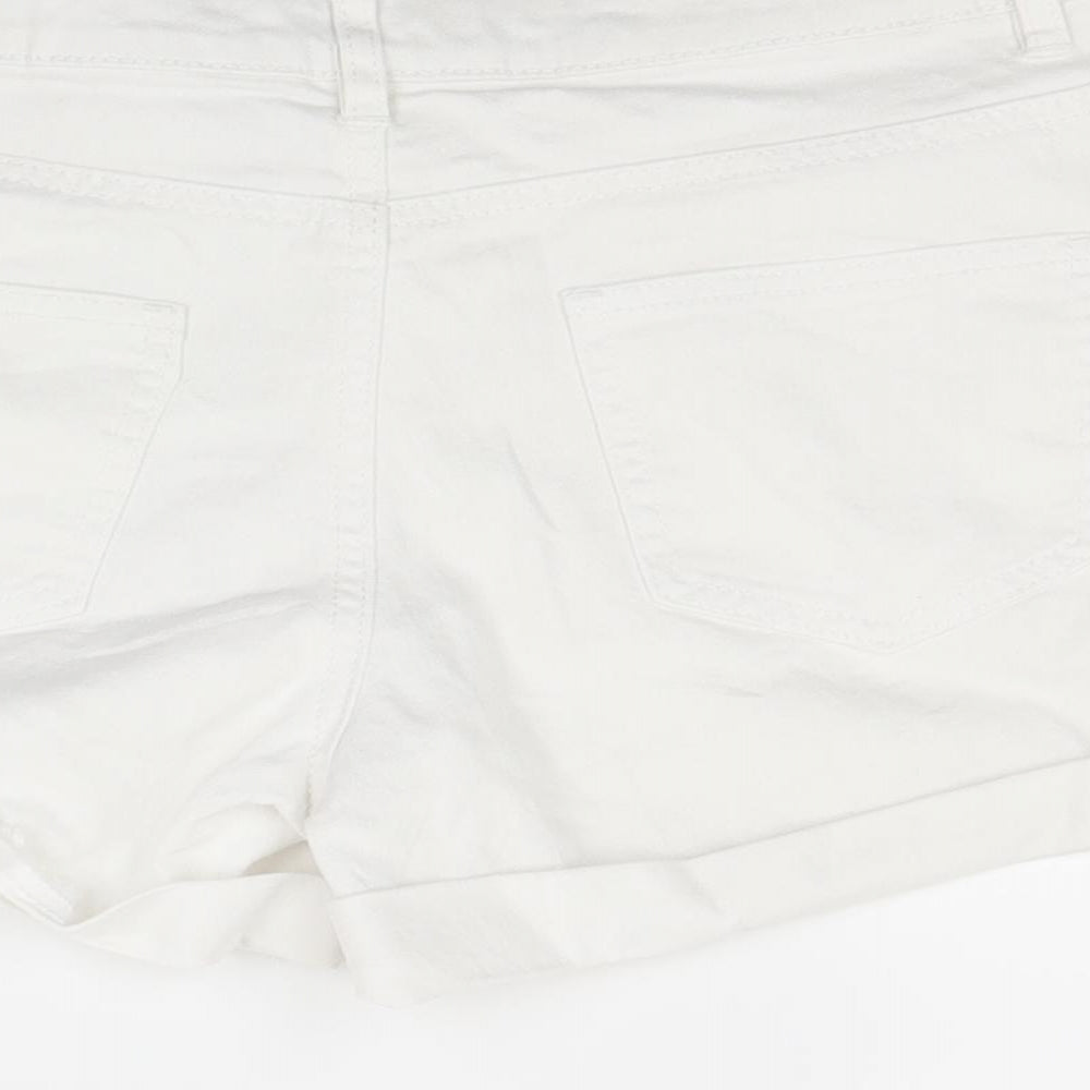 Primark Womens White  Denim Cut-Off Shorts Size 10