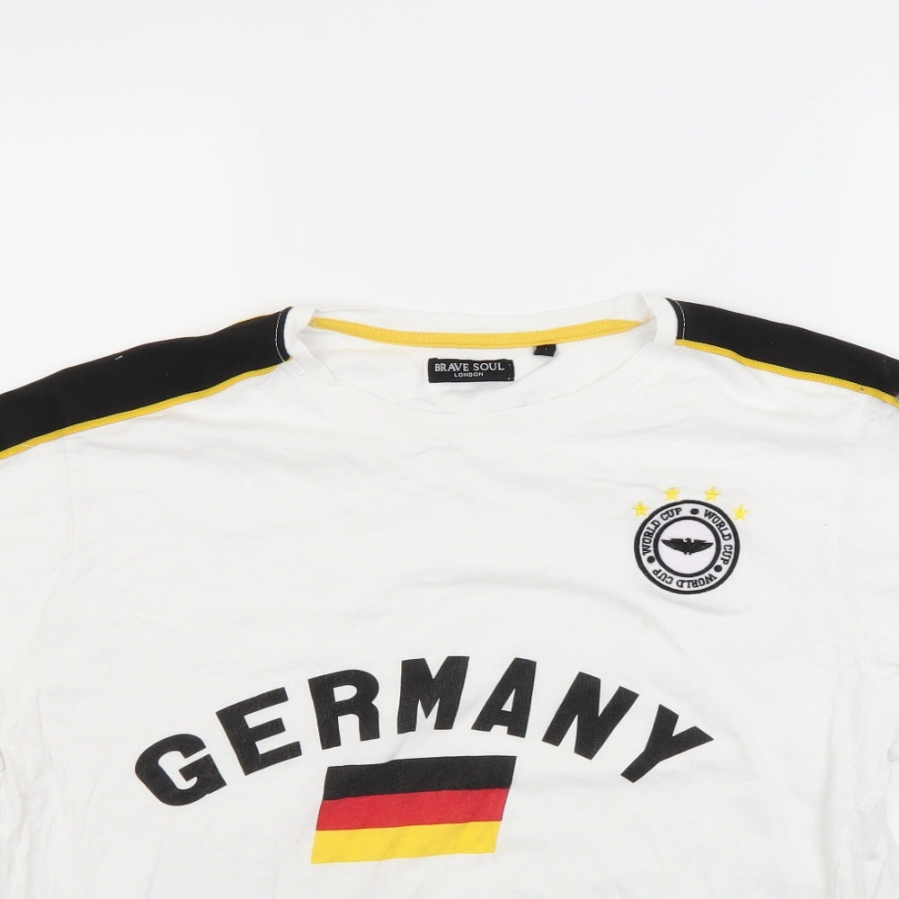 Brave Soul Womens White   Basic T-Shirt Size L  - German Football