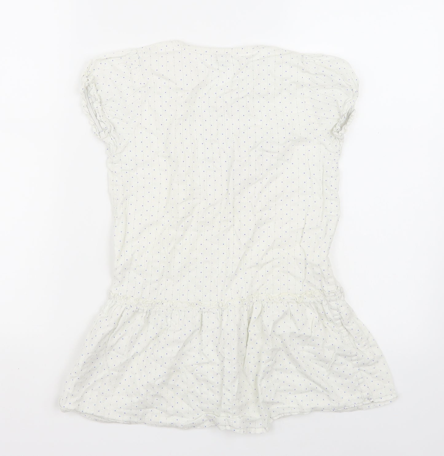 MINI A TURE Womens White Polka Dot  Basic Blouse Size 8