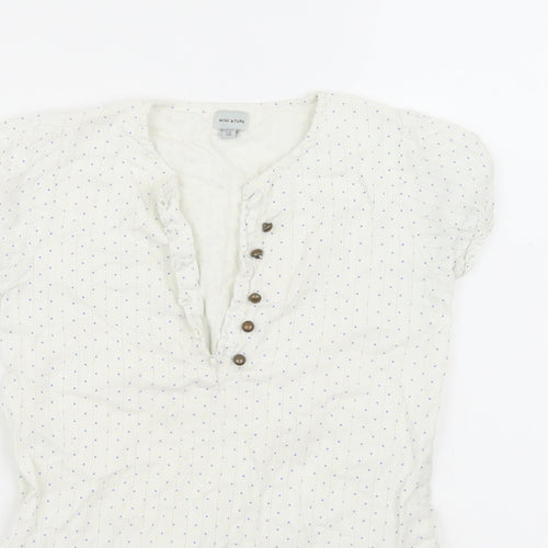 MINI A TURE Womens White Polka Dot  Basic Blouse Size 8
