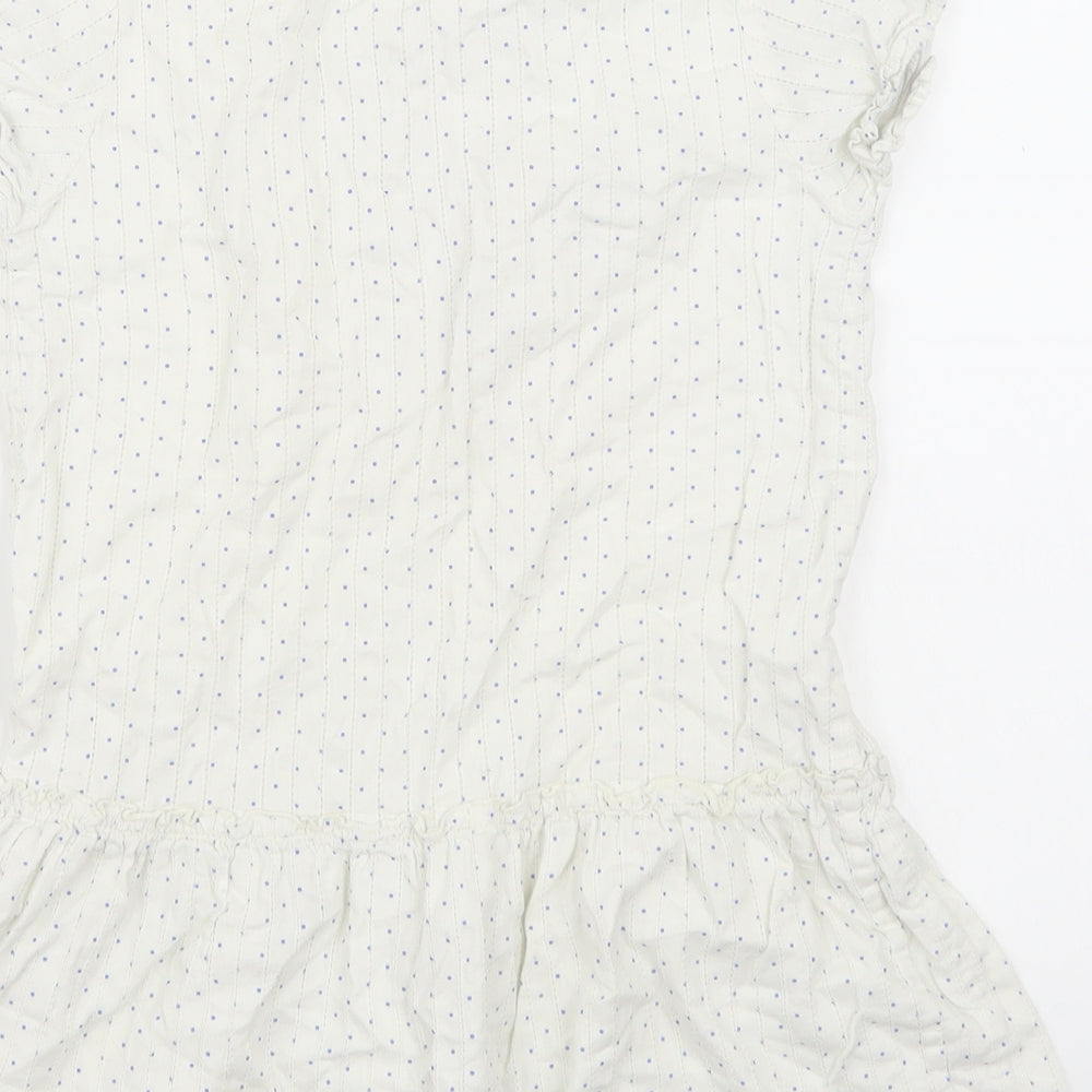 MINI A TURE Womens White Polka Dot  Basic Blouse Size 8