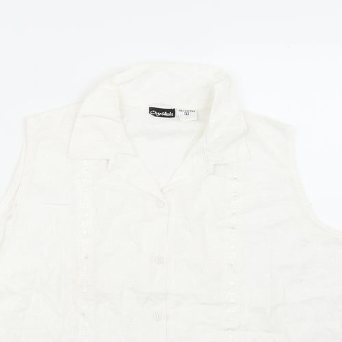 Crystals Womens White   Basic Button-Up Size L