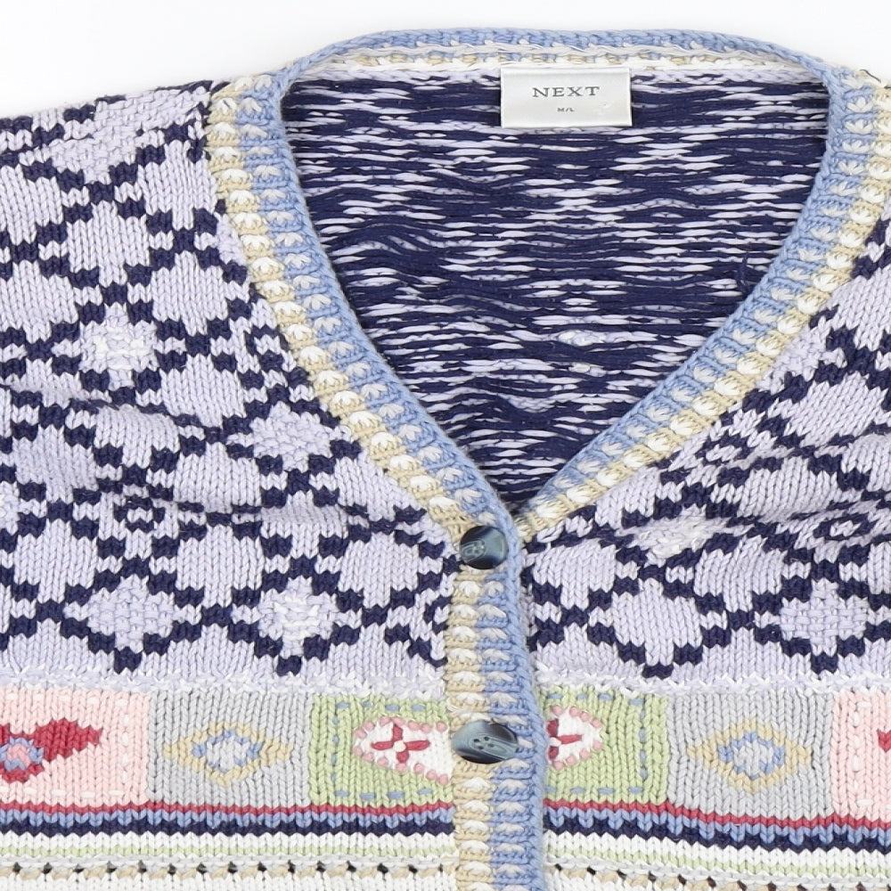 NEXT Womens Multicoloured Geometric Knit Cardigan Jumper Size L