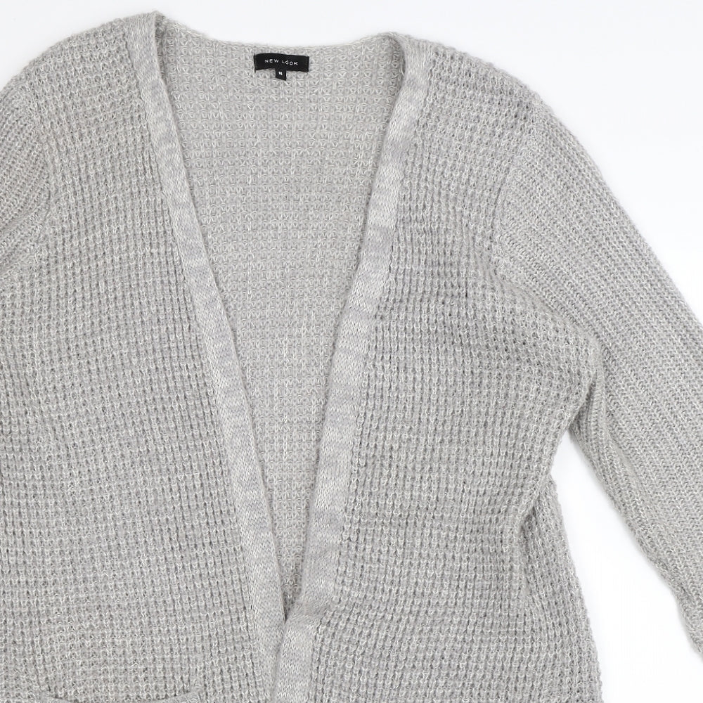 New Look Womens Grey  Knit Cardigan Jumper Size 14