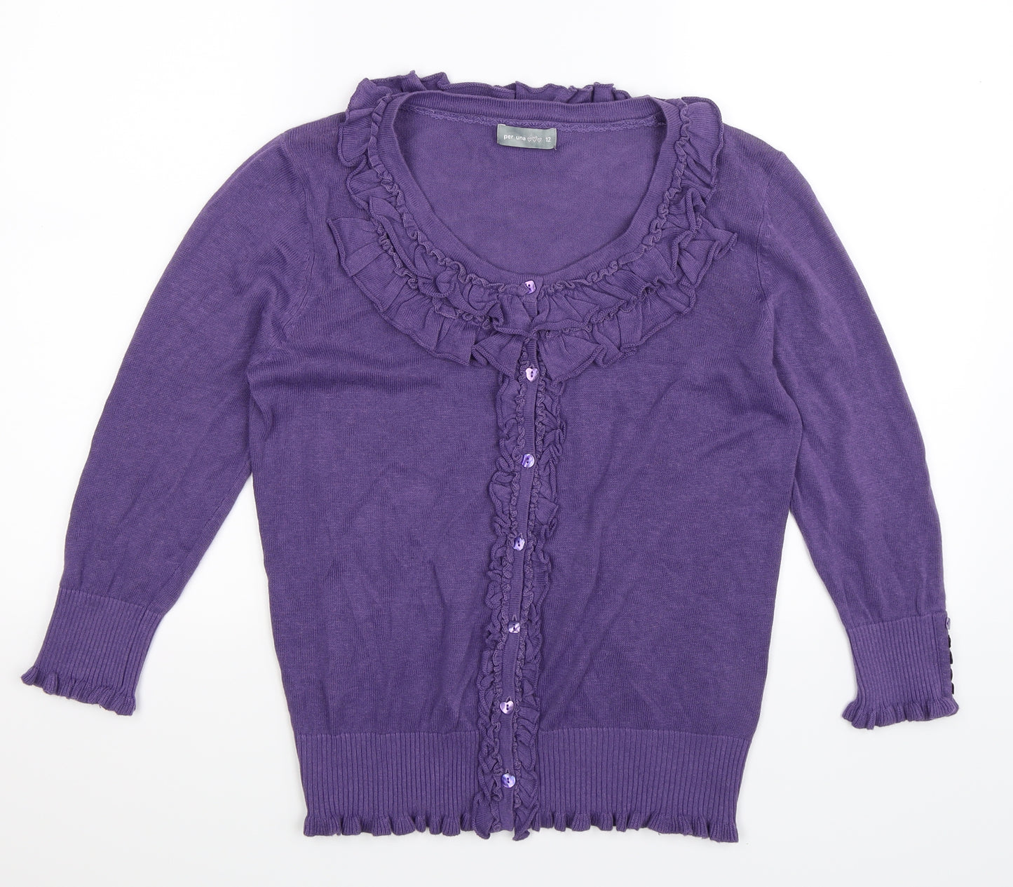 Per Una Womens Purple  Knit Cardigan Jumper Size 12