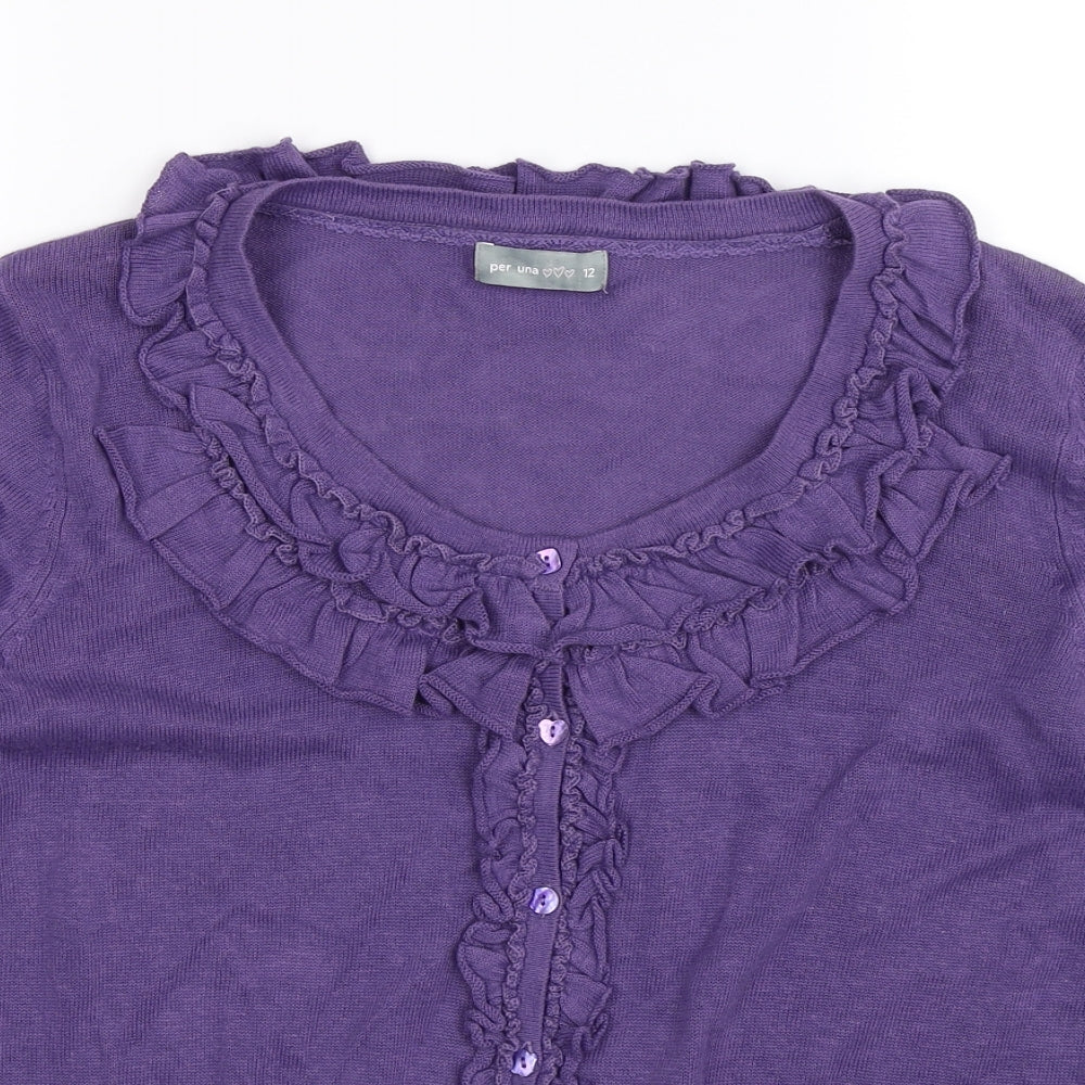 Per Una Womens Purple  Knit Cardigan Jumper Size 12