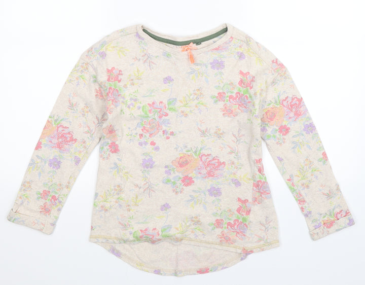 NEXT Girls Beige Floral  Pullover Sweatshirt Size 9 Years