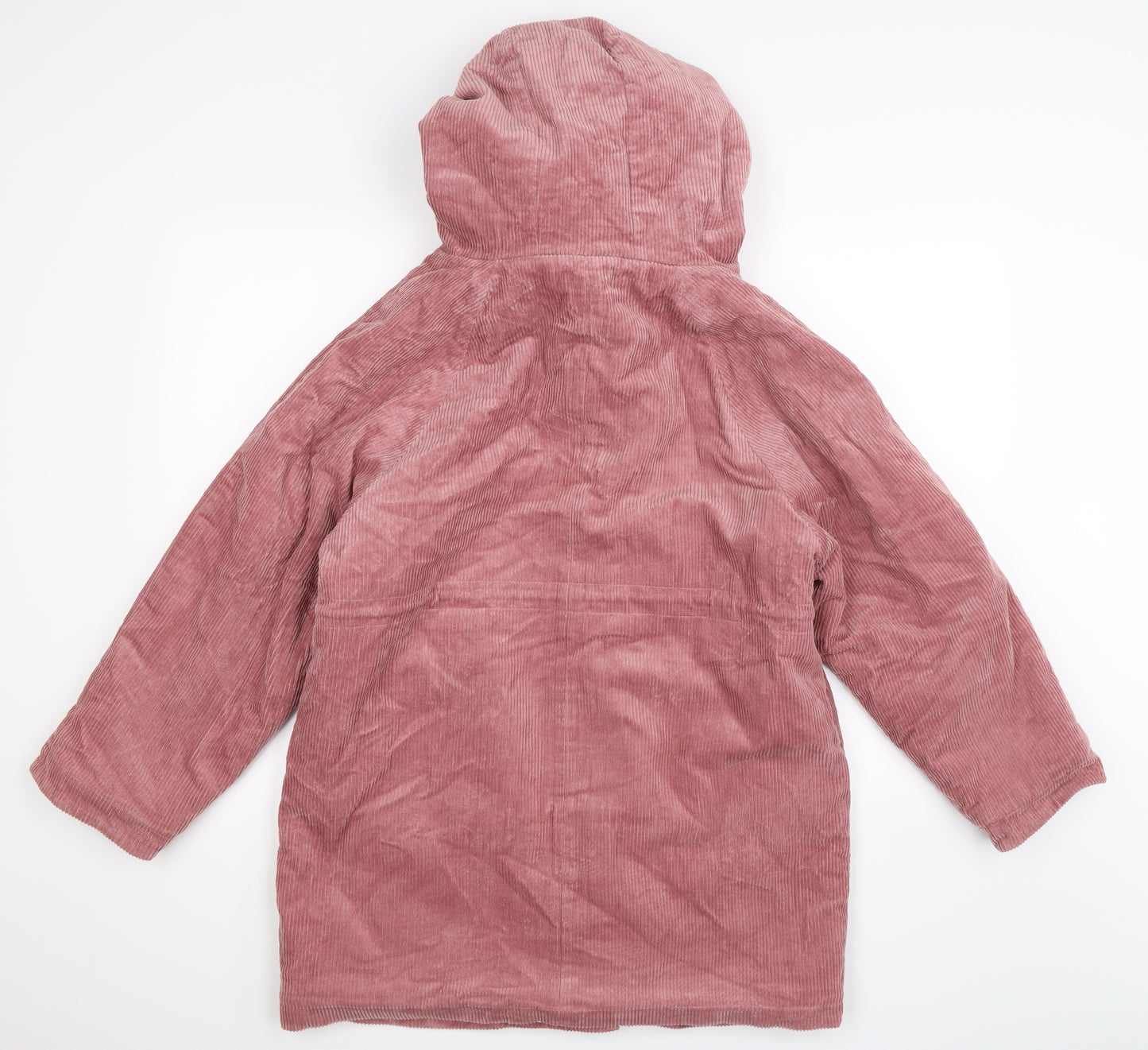 Preworn Womens Pink  Corduroy Parka Coat Size L