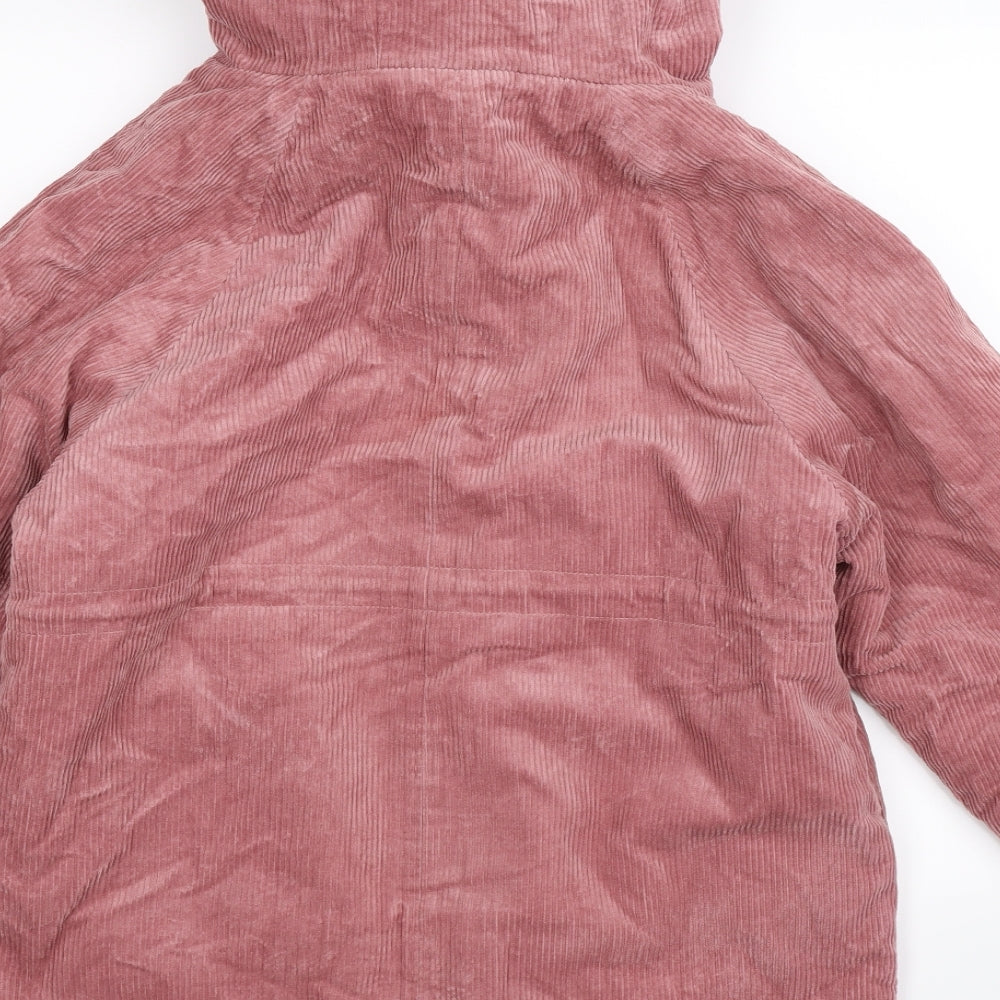 Preworn Womens Pink  Corduroy Parka Coat Size L