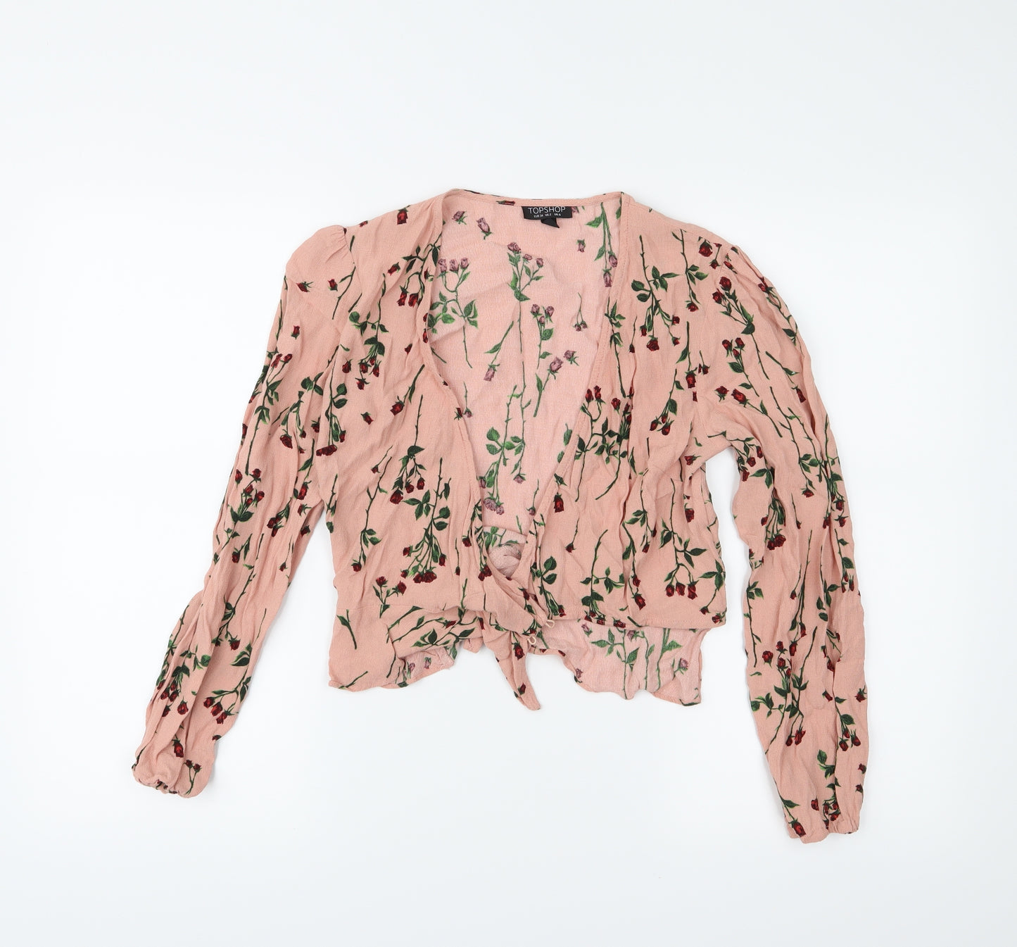 Tophop Womens Pink Floral  Wrap Blouse Size 6