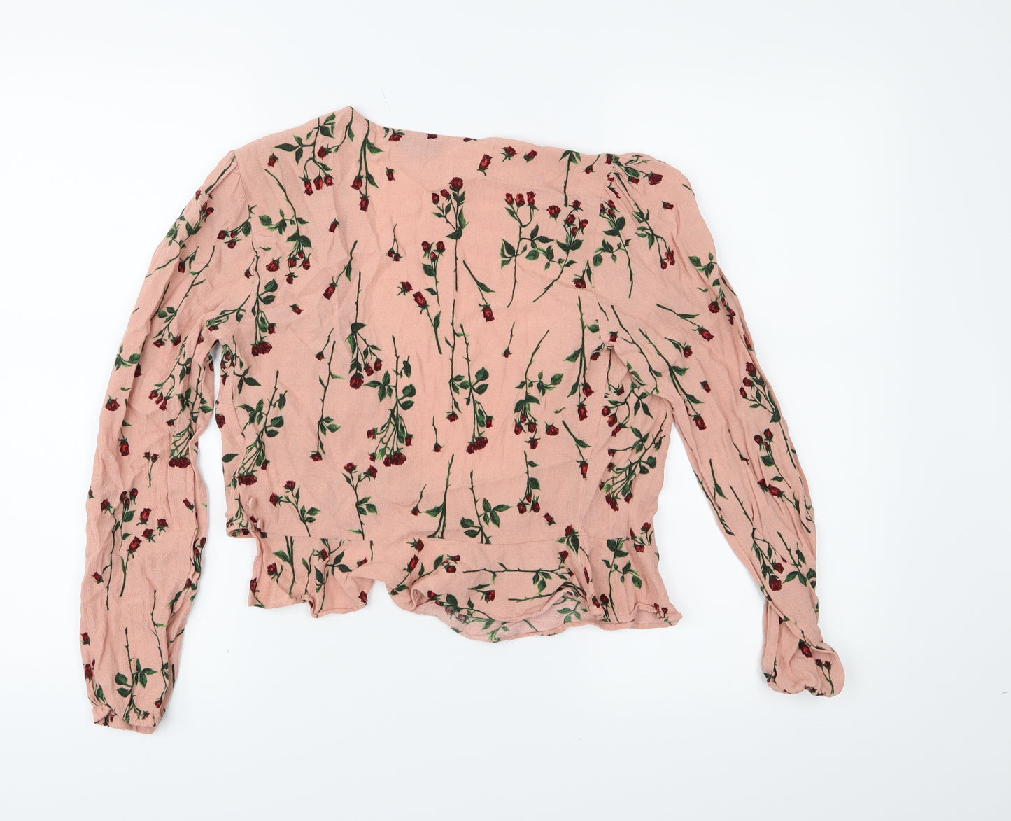 Tophop Womens Pink Floral  Wrap Blouse Size 6