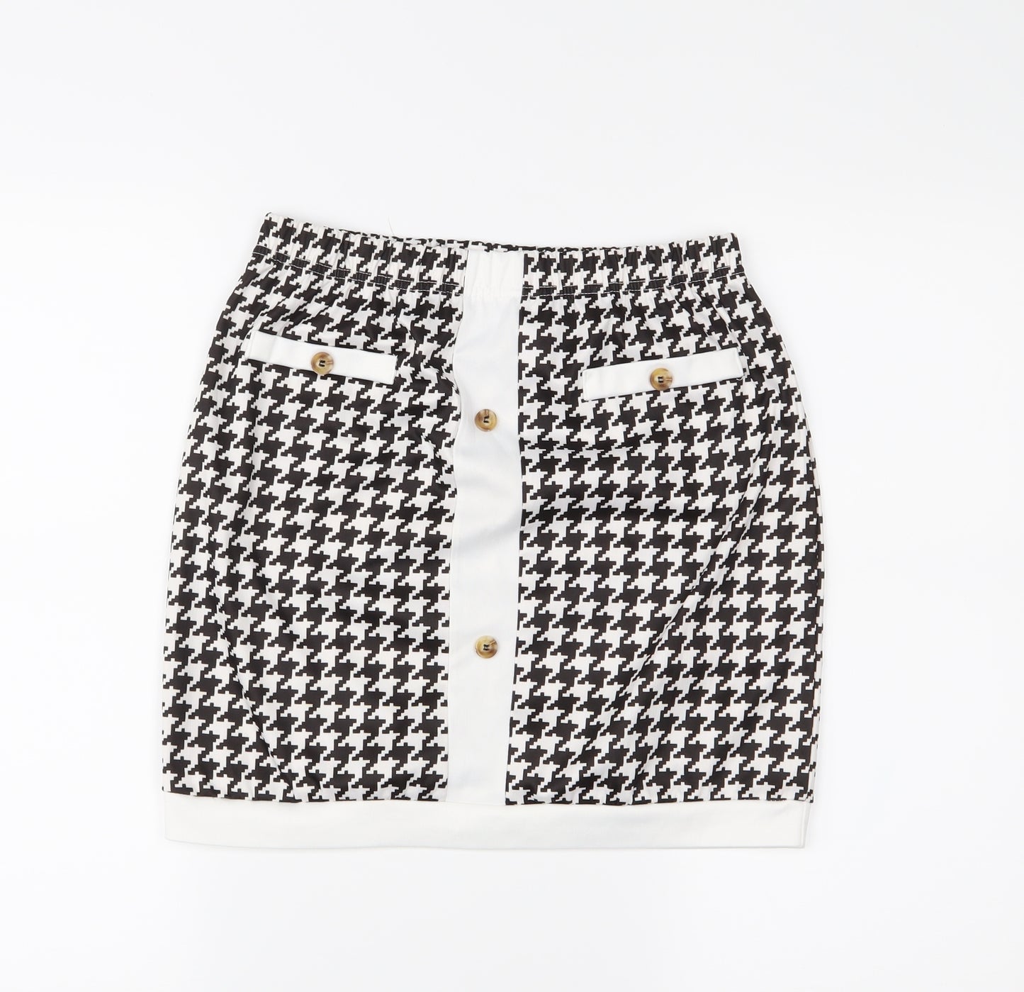 SheIn Womens White Houndstooth  Straight & Pencil Skirt Size M