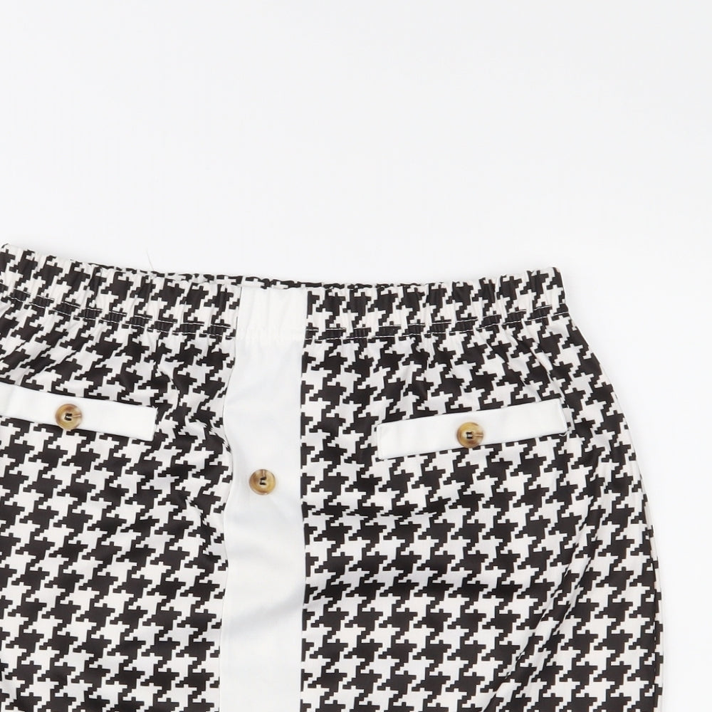 SheIn Womens White Houndstooth  Straight & Pencil Skirt Size M