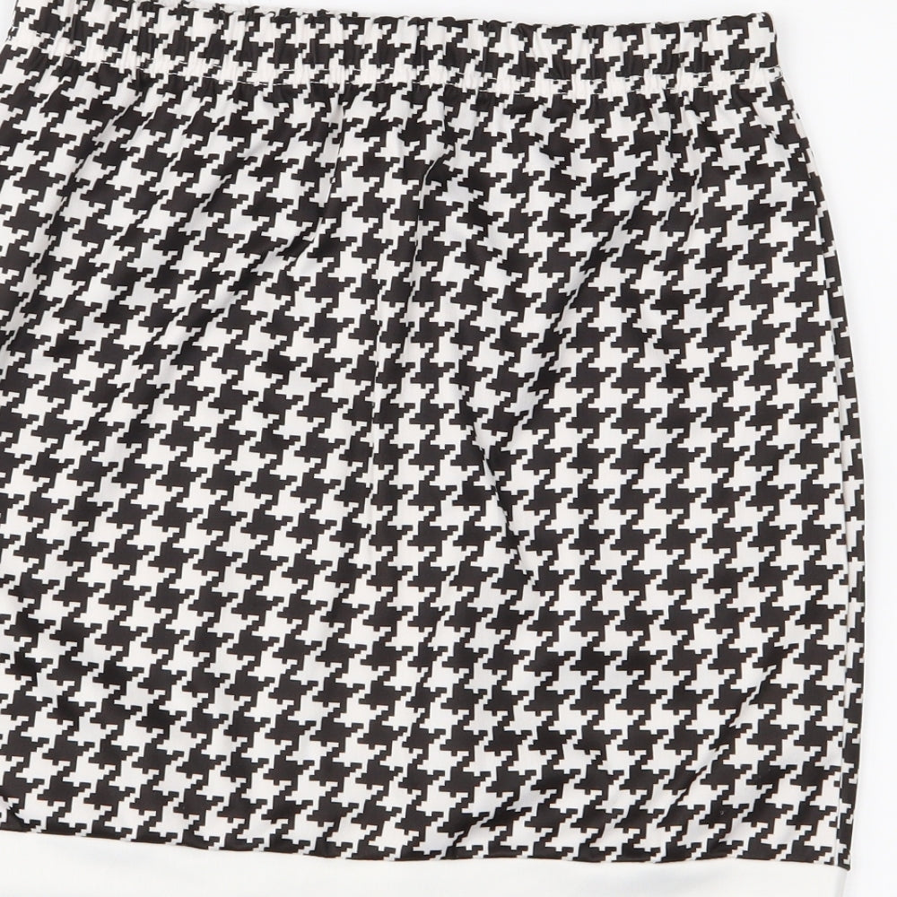 SheIn Womens White Houndstooth  Straight & Pencil Skirt Size M