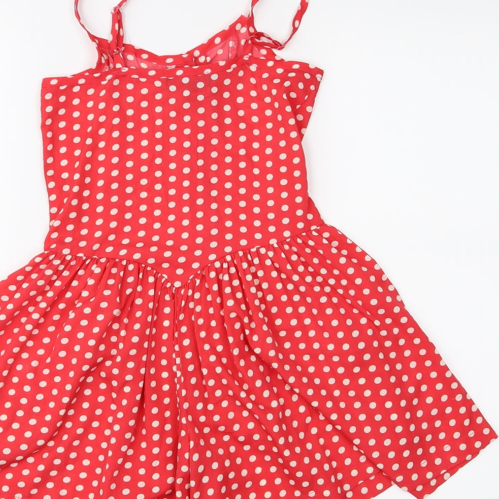 YD Girls Red Polka Dot  Romper One-Piece Size 7-8 Years