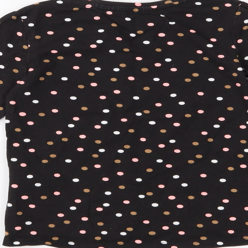 H&M Girls Black Polka Dot  Basic T-Shirt Size 5-6 Years