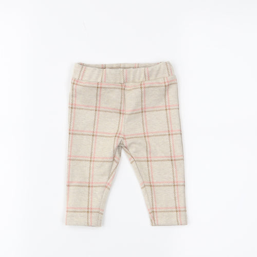 Nutmeg Girls Beige Check  Cropped Leggings Size 3-6 Months